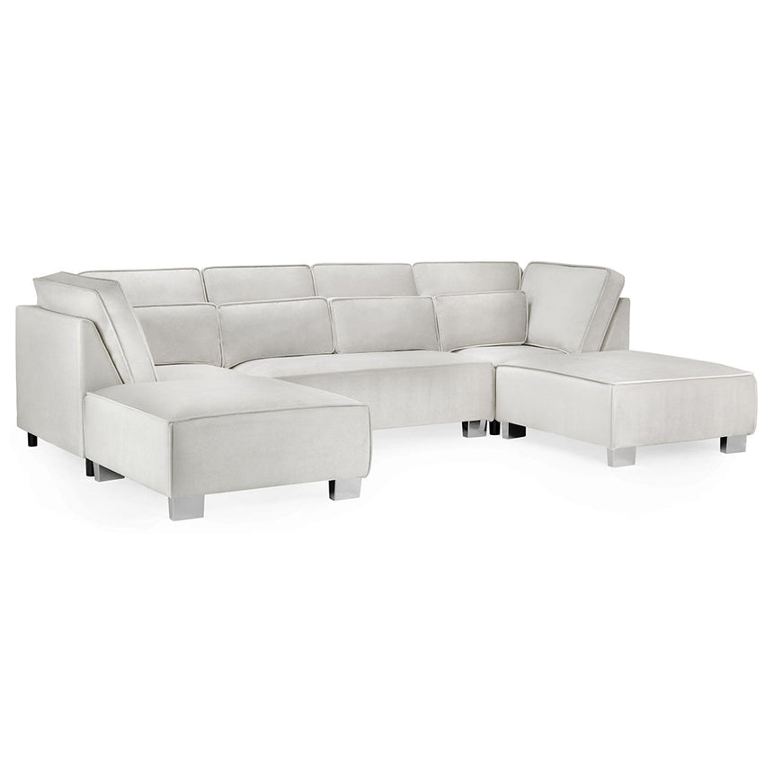 Corso Silver Fabric U Shape Corner Sofa Suite