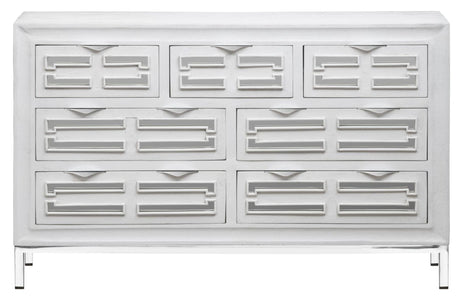 Geo White Mirrored Chest - 3+4 Drawer