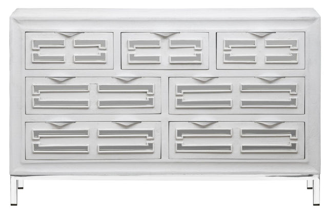 Geo White Mirrored Chest - 3+4 Drawer