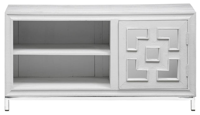 Geo White Mirrored TV Unit - 1 Door