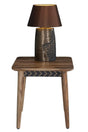 Luxuria Sheesham Wood Square End Table with Black Geometric Trim