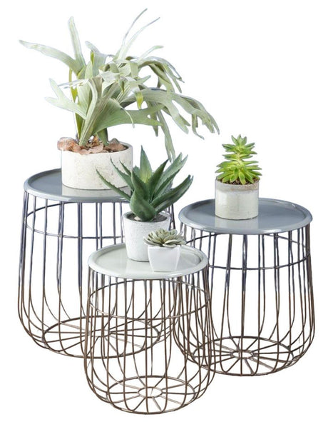 Quinn Grey Metal Round Tables - Set of 3