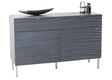 Ripple Grey Wave Mango Wood 120cm Small Sideboard with Black Geometric Trim - 2 Doors