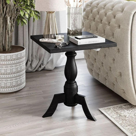 Pimlico Mango Wood Black Pedestal Side Table