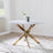 Clearance - Chopstick 4 Seater Grey Glass Round Dining Table with Gold Metal Legs - 110cm