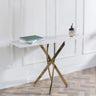 Clearance - Chopstick White Glass Console Table with Gold Metal Legs-2