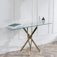 Clearance - Chopstick Clear Glass Console Table with Gold Metal Legs
