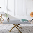 Chopstick Grey Glass Coffee Table with Gold Metal Legs