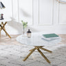 Clearance - Chopstick White Glass Round Coffee Table with Gold Metal Legs-2