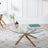 Clearance - Chopstick Clear Glass Round Coffee Table with Gold Metal Legs