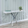 Clearance - Chopstick White Glass Console Table with Chrome Metal Legs-2