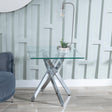 Clearance - Chopstick Clear Glass Square Side Table with Chrome Metal Legs