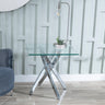 Clearance - Chopstick Clear Glass Square Side Table with Chrome Metal Legs