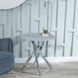 Clearance - Chopstick Grey Glass Round Side Table with Chrome Metal Legs