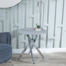 Clearance - Chopstick Grey Glass Round Side Table with Chrome Metal Legs