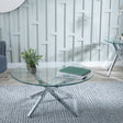 Clearance - Chopstick Clear Glass Round Coffee Table with Chrome Metal Legs