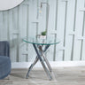 Clearance - Chopstick Clear Glass Round Side Table with Chrome Metal Legs-3