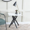 Clearance - Chopstick White Glass Square Side Table with Black Metal Legs-2