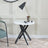 Clearance - Chopstick White Glass Round Side Table with Black Metal Legs-2