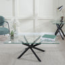 Clearance - Chopstick Clear Glass Coffee Table with Black Metal Legs-3