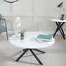 Clearance - Chopstick White Glass Round Coffee Table with Black Metal Legs-2