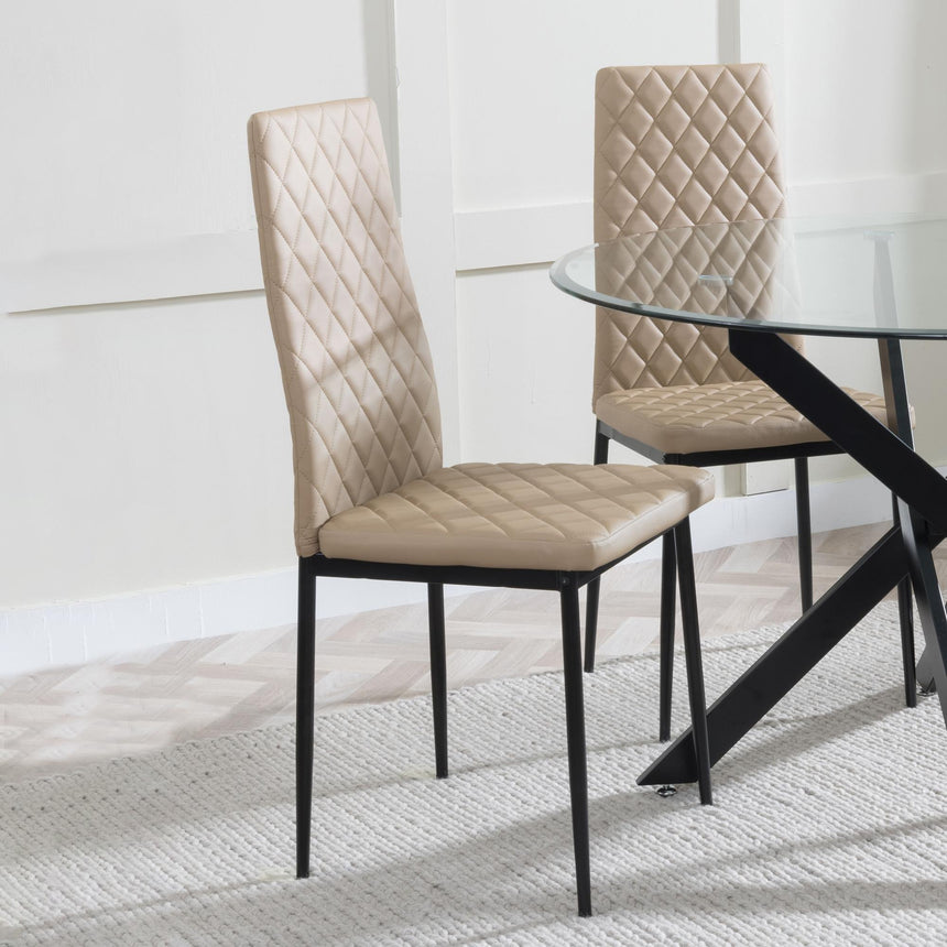 Novato Leather Dining Chairs with Black Metal Legs
