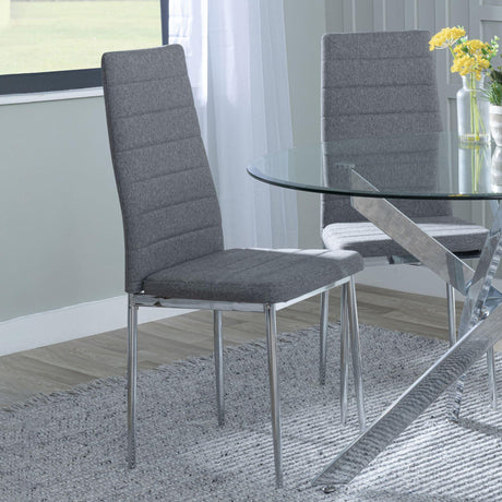 Clearance - Lido Dining Chair in Dark Grey Colour Fabric with Chrome Legs
