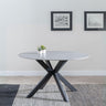Novara 4 Seater Grey Ceramic Round Dining Table with Black Star Base - 130cm