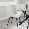 Corona Dining Chairs in Beige Colour Fabric and Black Metal Legs-2