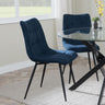 Corona Dining Chairs in Blue Colour Fabric and Black Metal Legs-4