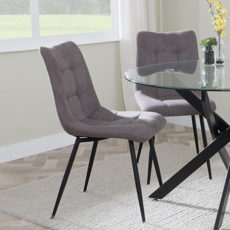 Corona Dining Chairs in Camel Colour Fabric and Black Metal Legs
