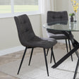 Corona Dining Chairs in Grey Colour Fabric and Black Metal Legs