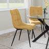 Corona Dining Chairs in Yellow Colour Fabric and Black Metal Legs-5