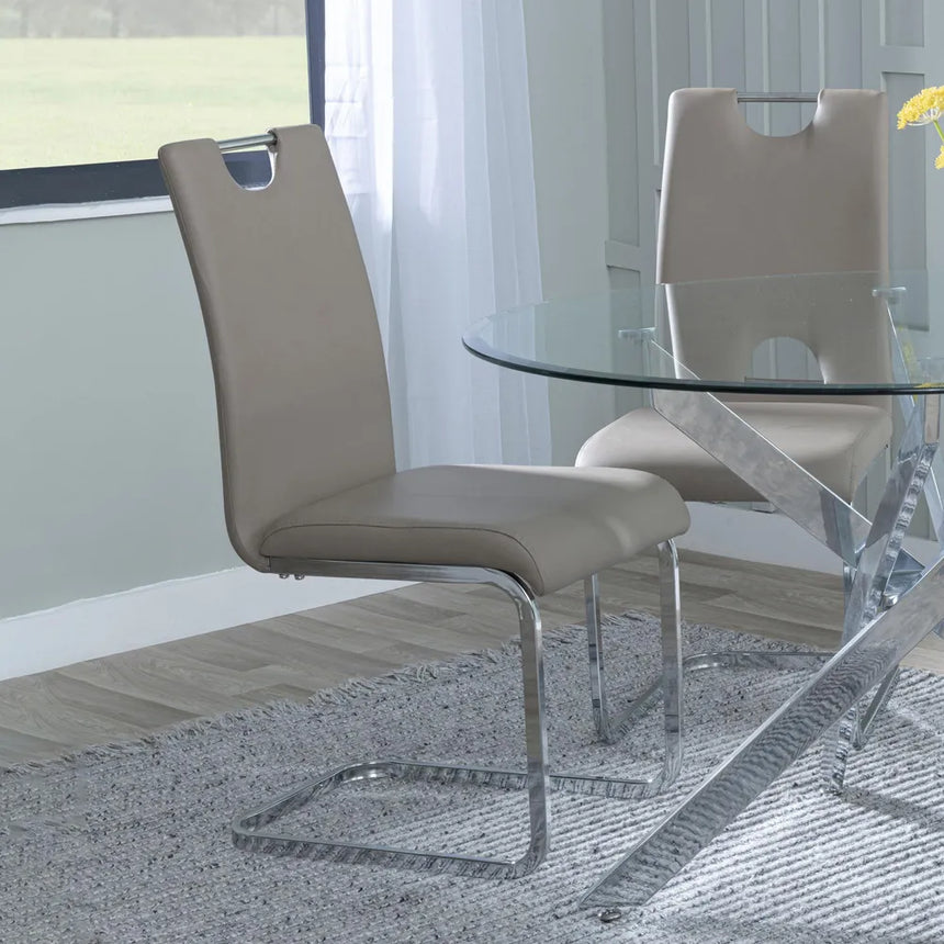 Marsala Faux Leather Dining Chair with Chrome Cantilever Base