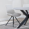 Boden Cream Fabric Swivel Dining Chair with Black Legs