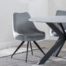 Arctic Grey Velvet Fabric Swivel Dining Chair with Black Legs-2