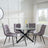 Chopstick Clear Glass and Black Metal 4 Seater Round Dining Set - 4 Corona Camel Fabric Chairs-3