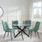 Chopstick Clear Glass and Black Metal 4 Seater Round Dining Set - 4 Corona Green Fabric Chairs-6
