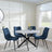 Clearance - Chopstick Grey Glass and Black Metal 4 Seater Round Dining Set - 4 Corona Blue Fabric Chairs-3