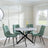 Clearance - Chopstick Grey Glass and Black Metal 4 Seater Round Dining Set - 4 Corona Green Fabric Chairs-6