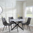 Clearance - Chopstick Grey Glass and Black Metal 4 Seater Round Dining Set - 4 Corona Grey Fabric Chairs-9