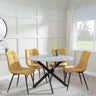 Clearance - Chopstick Grey Glass and Black Metal 4 Seater Round Dining Set - 4 Corona Yellow Fabric Chairs-5