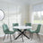 Clearance - Chopstick White Glass and Black Metal 4 Seater Round Dining Set - 4 Corona Green Fabric Chairs-7