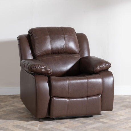 London Brown Leather Recliner Armchair-3