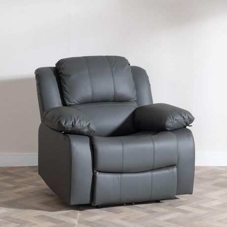 London Grey Leather Recliner Armchair-2