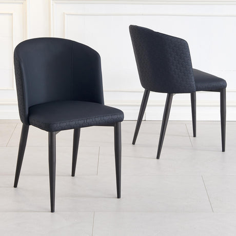 Deco Black Leather Dining Chair with Black Legs-3
