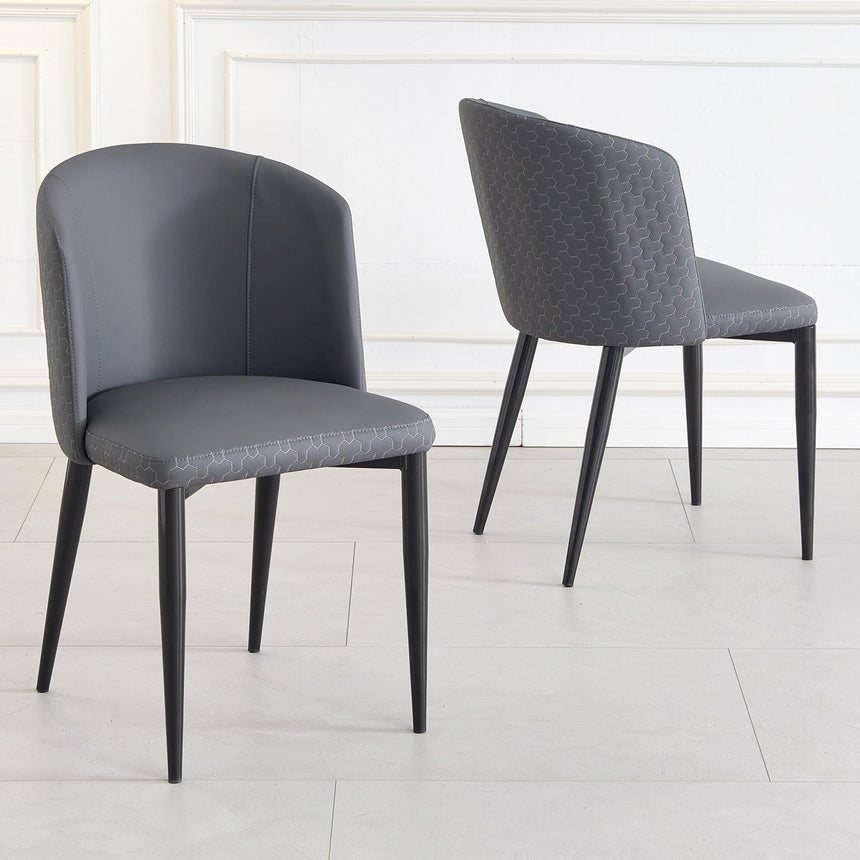 Deco Dark Grey Leather Dining Chair with Black Legs-3