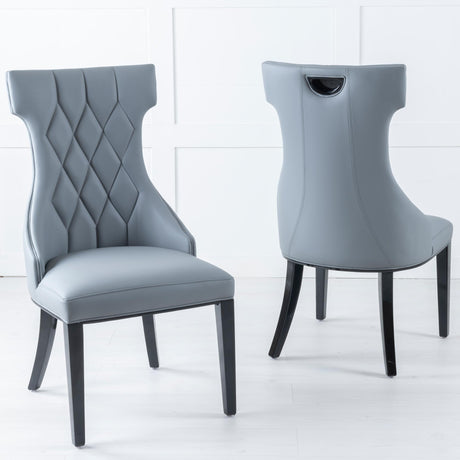 Mimi Grey Leather Large High Back Dining Chair with Black Legs-3