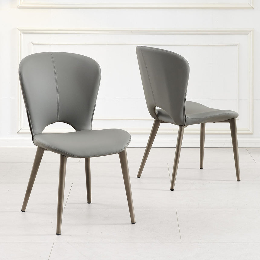 Clearance - Clooney Grey Leather Dining Chair-3