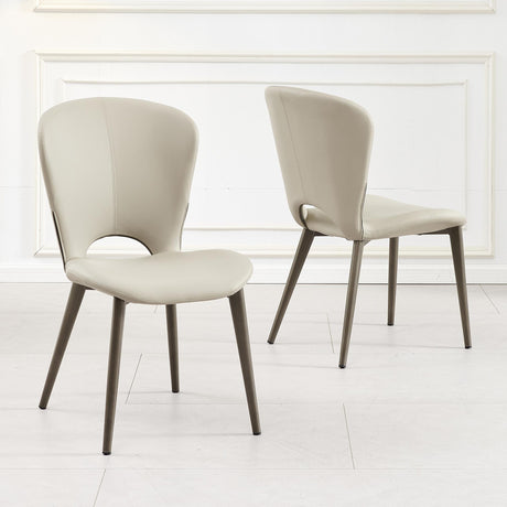 Clearance - Clooney Taupe Leather Dining Chair-2